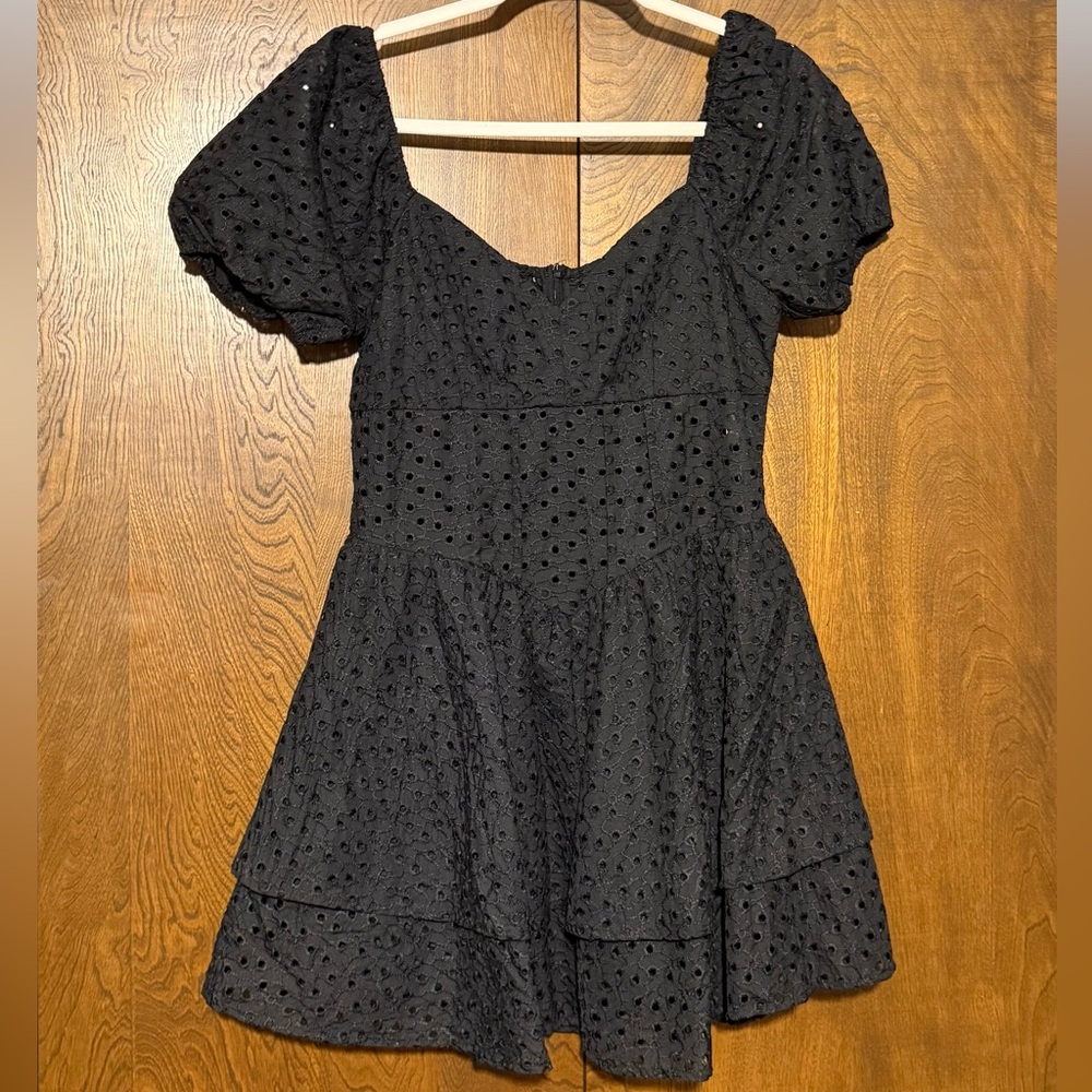 Elegant Black Eyelet Romper